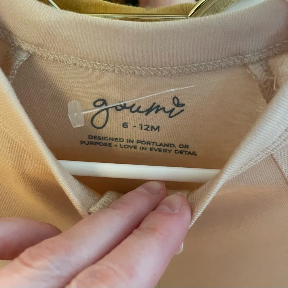 SOLD!! NWOT Goumi Tan Zipper Jumpsuit Size 6-12M - Picture 2 of 6